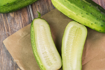 Cut farm organic cucumber.
