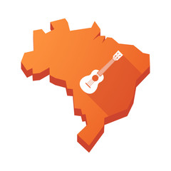 Illustration of an isolated Brazil map with  an ukulele