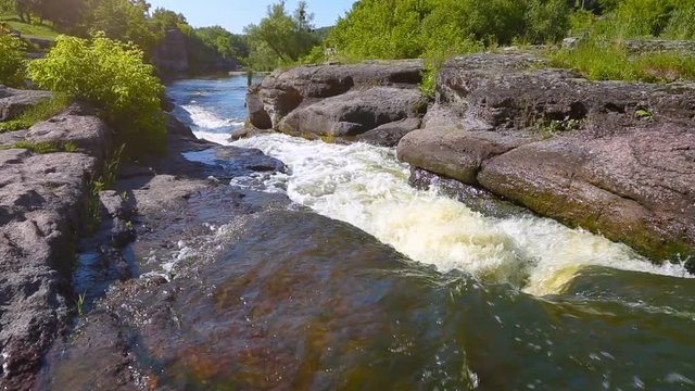 Buki Canyon Waterfall, Ukrainian Falls, Beautiful Fall. Beautiful nature of Ukraine, Buksky waterfall, buky canyon. Active leisure Places in Ukraine.
