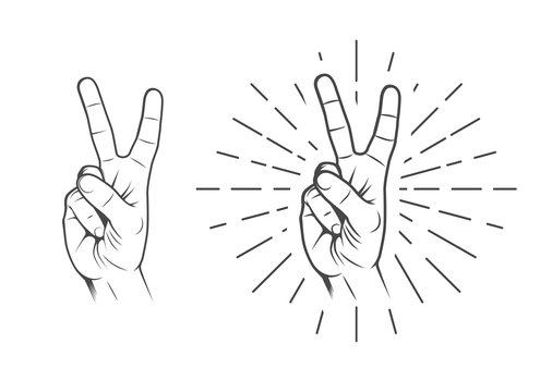 Peace, victory hand sign