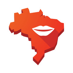 Illustration of an isolated Brazil map with  a female mouth smil