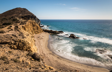 Landscape in Los Amarillos. Natural Park of Cabo de Gata. Spain.
