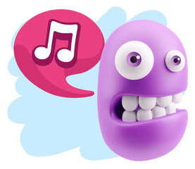 Obraz premium 3d Rendering Smile Character Emoticon Expression saying Music No