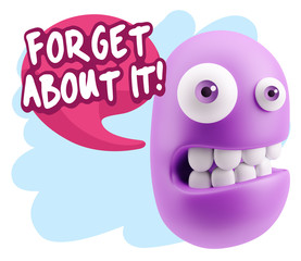 3d Rendering Smile Character Emoticon Expression saying Forget A