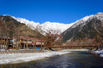 Hotaka mountains and Kappa bridge in Kamikochi, Nagano, Japan