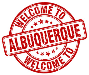 welcome to Albuquerque red round vintage stamp