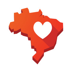 Illustration of an isolated Brazil map with  the heart poker pla