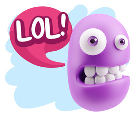 3d Illustration Laughing Character Emoji Expression saying Lol w