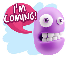 3d Illustration Laughing Character Emoji Expression saying I'm C