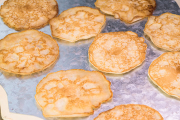 Fresh cooked cornmeal pancakes.