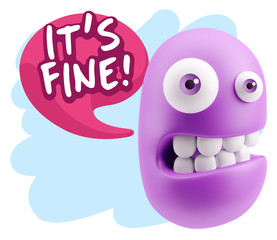 3d Illustration Laughing Character Emoji Expression saying It's