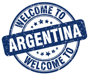 welcome to Argentina blue round vintage stamp