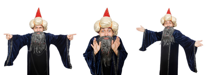 Funny wise wizard isolated on the white