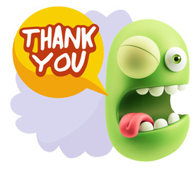 3d Illustration Laughing Character Emoji Expression saying Thank