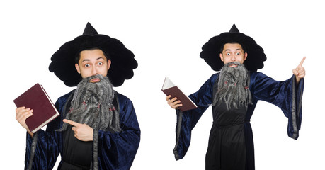 Funny wise wizard isolated on the white