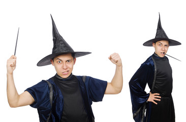 Funny wise wizard isolated on the white