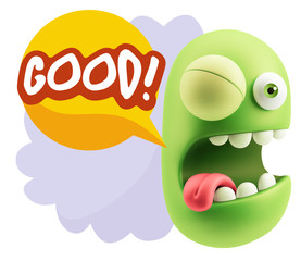 3d Illustration Laughing Character Emoji Expression saying Good