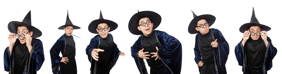 Funny wise wizard isolated on the white