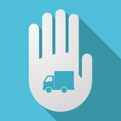 Obraz premium Long shadow hand with a delivery truck