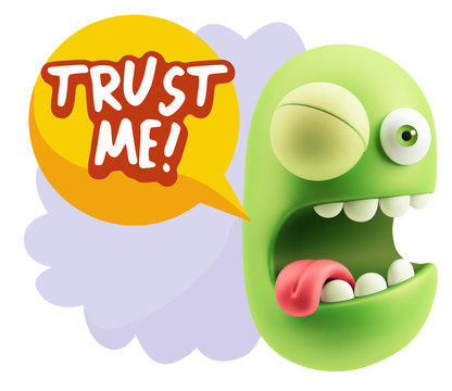 3d Illustration Laughing Character Emoji Expression saying Trust