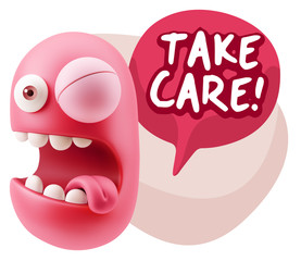 3d Illustration Laughing Character Emoji Expression saying Take