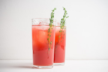 Cocktail made of Sicilian orange on the rustic wooden background