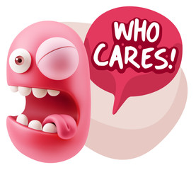 3d Illustration Laughing Character Emoji Expression saying Who C