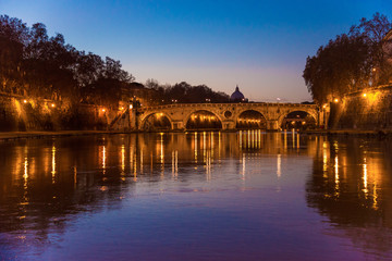 Rome, Italy - Cityscape from Lungotevere and Tiber Island