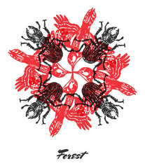 Vector Forest mood Engraved fractal outlet composition.