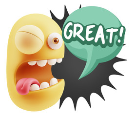 3d Illustration Laughing Character Emoji Expression saying Great