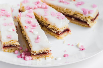 cake decorated with hearts