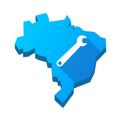 Illustration of an isolated Brazil map with a spanner