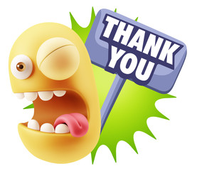 3d Illustration Laughing Character Emoji Expression saying Thank
