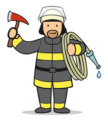 Cartoon Feuerwehrmann im Einsatz