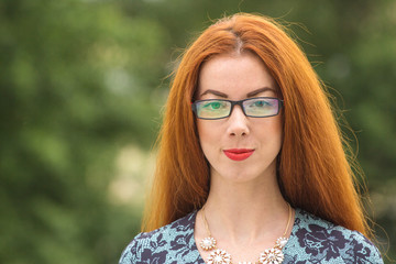 Ginger woman close up portrait