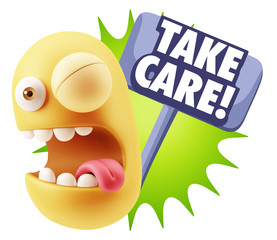 3d Illustration Laughing Character Emoji Expression saying Take