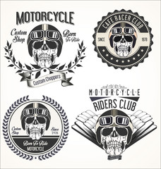 Set of Vintage motorcycle emblems and labels