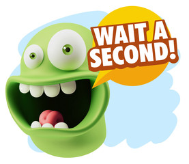 3d Illustration Laughing Character Emoji Expression saying Wait