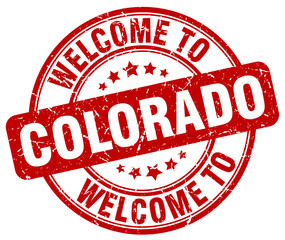 welcome to Colorado red round vintage stamp