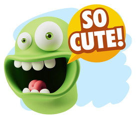 3d Illustration Laughing Character Emoji Expression saying So Cu