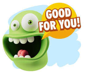 3d Rendering Smile Character Emoticon Expression saying Good For