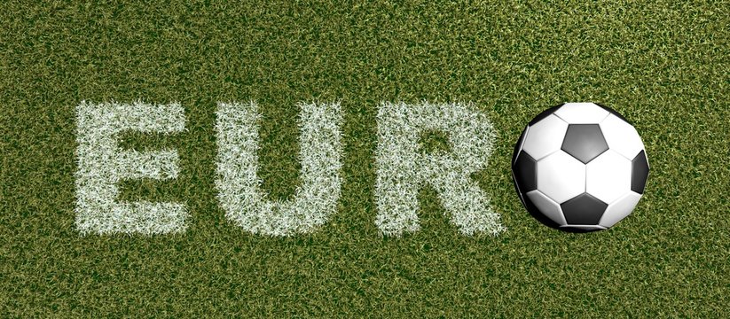 EUR - grass letters on football field