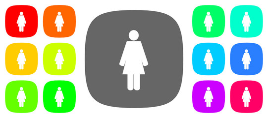 Colorful vector flat female icons set