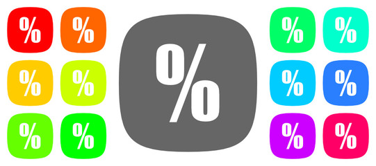 Colorful vector flat percent icons set