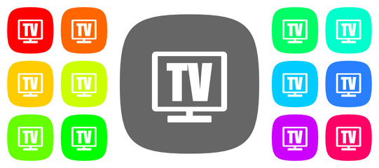 Colorful vector flat tv icons set