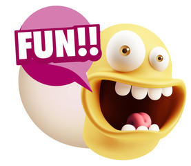 3d Illustration Laughing Character Emoji Expression saying Fun w