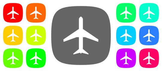 Colorful vector flat plane icons set