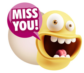 3d Illustration Laughing Character Emoji Expression saying Miss