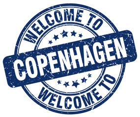 welcome to Copenhagen blue round vintage stamp