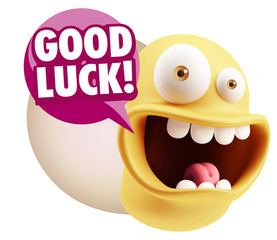 3d Illustration Laughing Character Emoji Expression saying Good